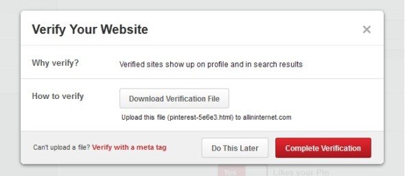 download pinterest verification