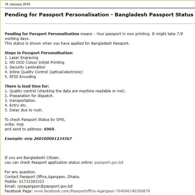 "Pending for Passport Personalisation"