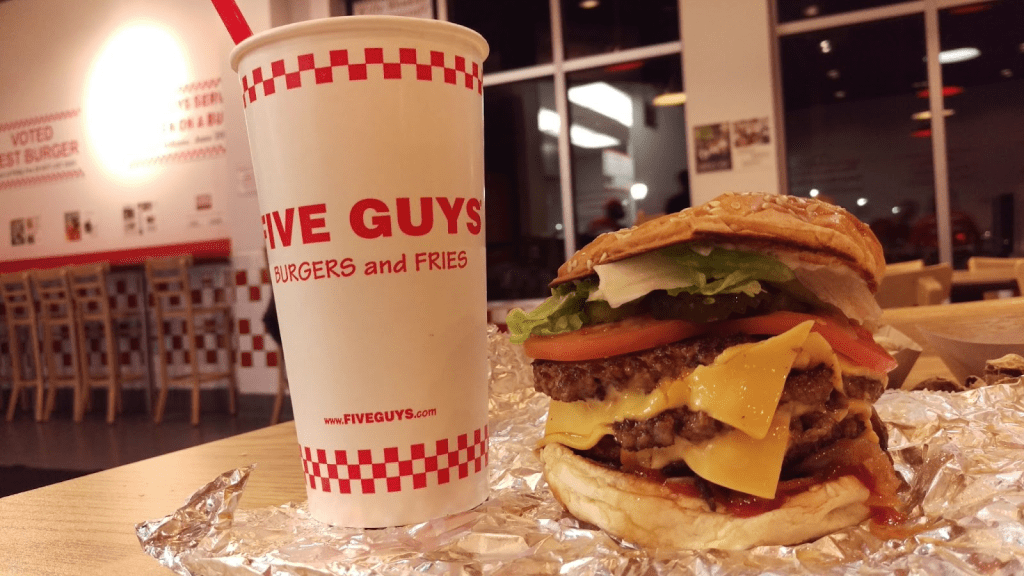 Five Guys Bacon Cheeseburger-Best Fast Food Burger
