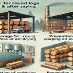 Learn essential storage guidelines for round logs before and after sawing